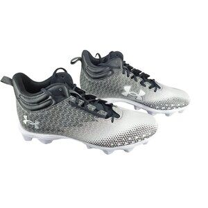Under Armour Spotlight Cleats Black & White Mens Football Shoes Size 10.5 Synthe